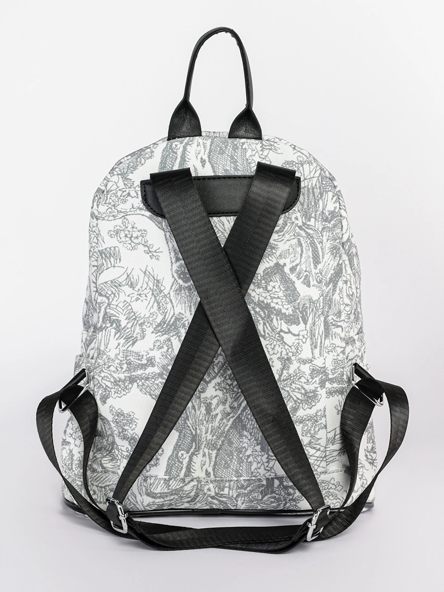 Рюкзак текстильный белого цвета с анималистичным принтом